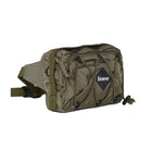 Angled view of the Bravo Co Quarter Block 1 Ripstop Olive highlighting the dual-compartment layout, adjustable shoulder strap, and durable ripstop construction.