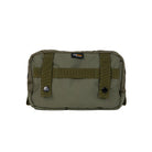 Rear view of the Bravo Co Quarter Block 1 Ripstop Olive without the shoulder strap, highlighting the MOLLE-compatible back panel and clean modular mounting surface.