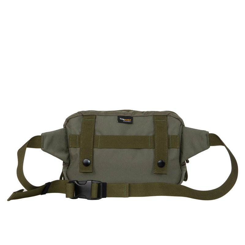 Rear view of the Bravo Co Quarter Block 1 Ripstop Olive featuring the MOLLE-compatible back panel and hideaway strap system.