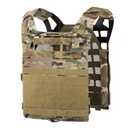 Crye Precision AIRLITE SPC (Structural Plate Carrier) in MultiCam. Ultra-light plate carrier weighing just over one pound, built from patented AIRLITE™ material. Features quick-doff system, 3D mesh ventilation, zip-on panel compatibility, and load-bearing scalability with cummerbund and STKSS™ integration.