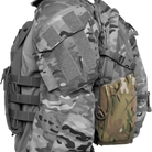 Close up of Crye Precision AVS 1000 Pack external storage pocket showing zipper access and organized layout, modular tactical assault pack compatible with Crye AVS and JPC plate carriers for mission ready gear and hydration carry