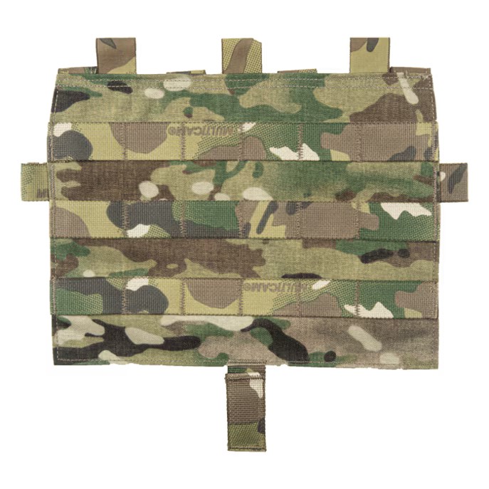 Crye Precision AVS Detachable Flap MOLLE in MultiCam featuring three rows of MOLLE webbing for mounting pouches and accessories to AVS and JPC plate carriers.