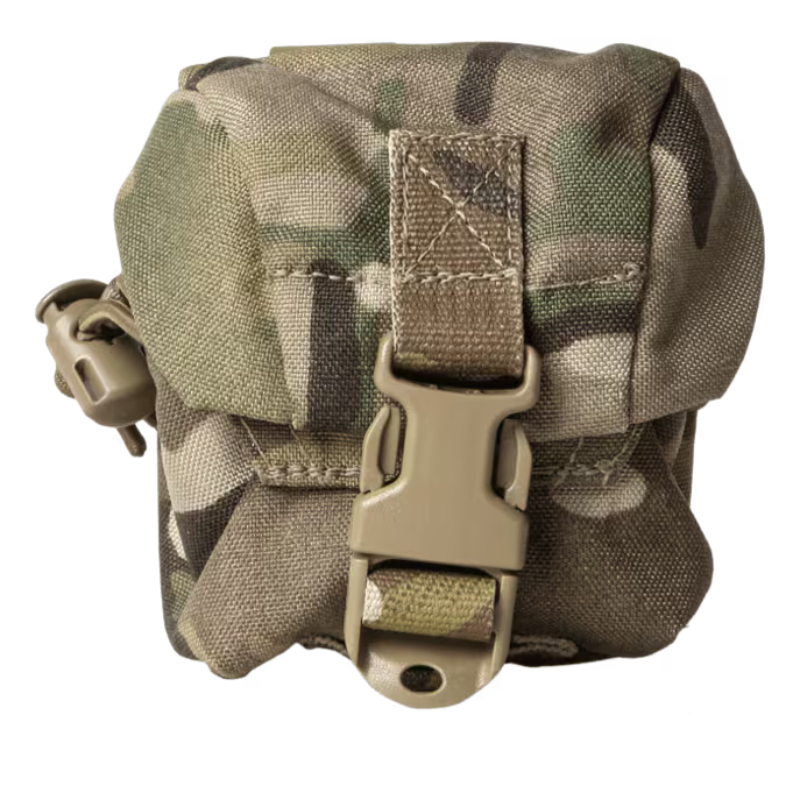 Crye Precision Frag Pouch closed tactical utility pouch mounted on MOLLE platform showing low profile modular design