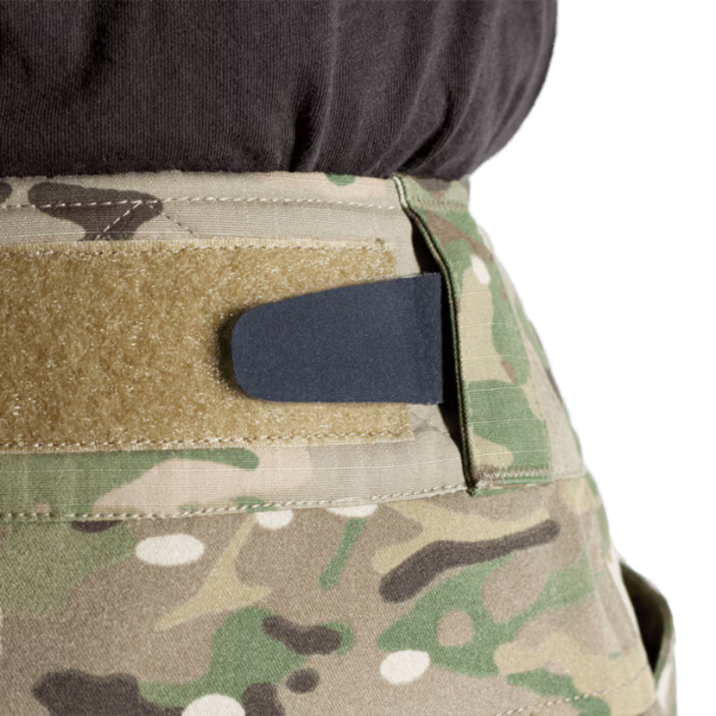 Close view of the Crye Precision G3 Combat Pants showing the low profile Velcro adjustment straps used for dialing in a secure custom fit during tactical movement.