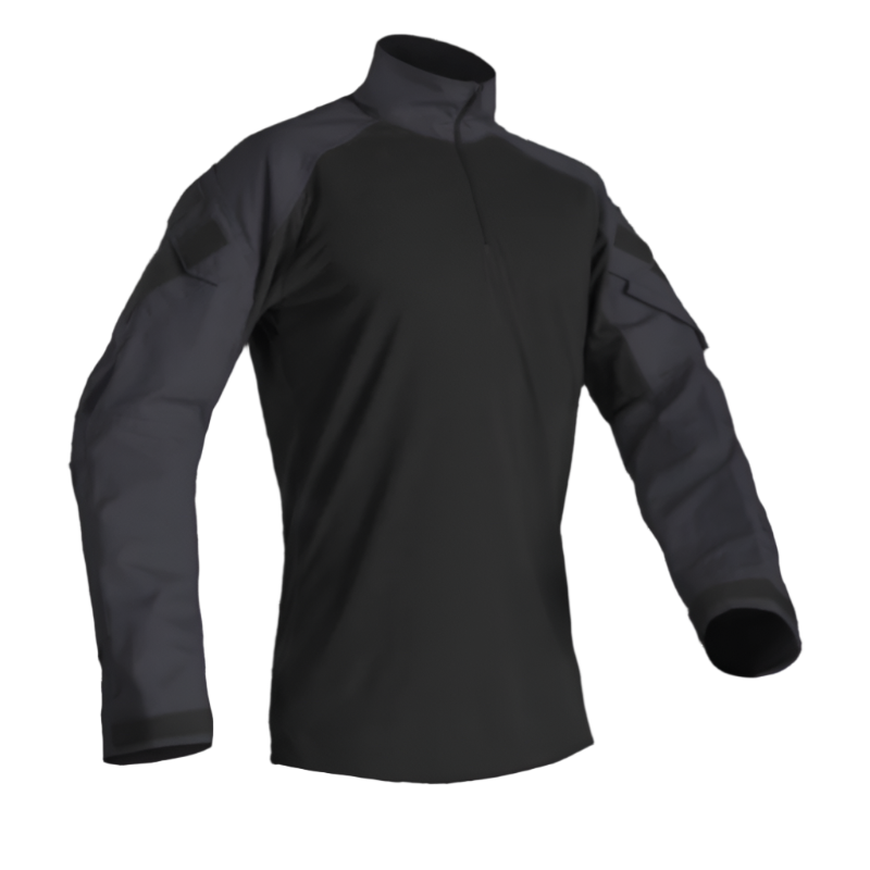 Product shot of the Crye Precision G3 Combat Shirt in Navy showing the flame resistant moisture wicking torso and NYCO ripstop sleeves designed for under armor use in tactical and law enforcement environments.