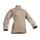 A long-sleeve tactical quarter-zip shirt in a light tan/khaki color, displayed on a plain white background.
