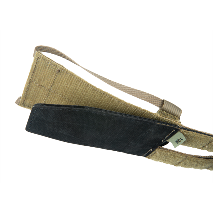 Close-up of the Crye Precision R-Series 2-Band Structural Cummerbund showing the reinforced hook-and-loop attachment interface and structural construction.