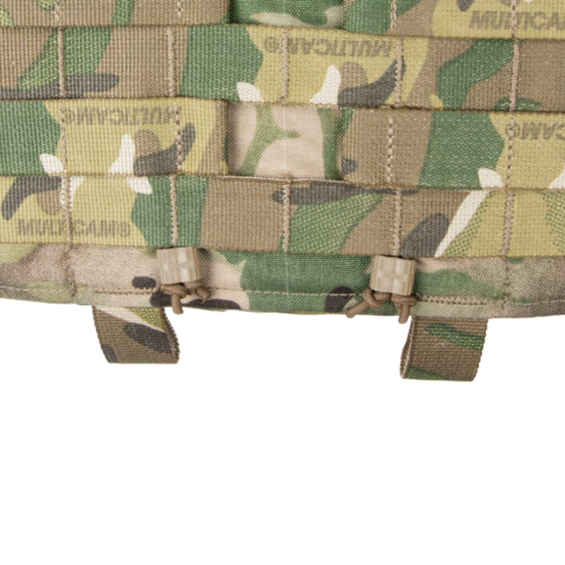 Crye Precision R-Series 3-Band Structural Cummerbund installed on a Crye plate carrier, demonstrating integration with side armor and modular load-bearing equipment.