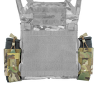 Crye Precision R-Series M4 Side Pouch installed on a plate carrier, demonstrating side-mounted magazine storage and ambidextrous configuration options.