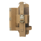 Crye Precision R-Series Radio Side Pouch in Coyote Brown featuring a low-profile design, side-release buckle retention, and plate carrier mounting interface.
