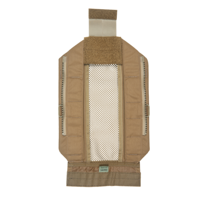 Crye Precision R-Series Zip-On Pack Adapter in Coyote Brown featuring ventilated construction, foam padding, and modular loadout compatibility.