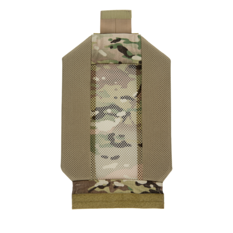 Crye Precision R-Series Zip-On Pack Adapter in MultiCam showing the integrated airflow channel, mesh construction, and side attachment panels.