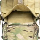 Crye Precision R Series M4 Jump Flap in Multicam mounted on plate carrier with attached utility pouch in modular tactical loadout configuration