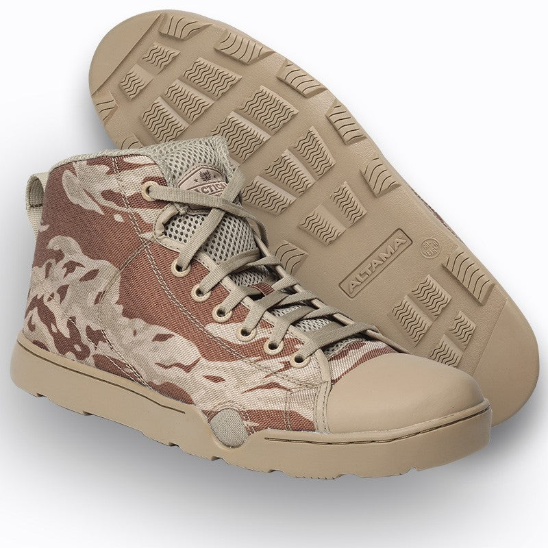 Tactical shoes in Desert Tiger Stripe DTS tan camo from Altama and Tactical Distributors