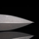Close up of Dynamis x Winkler DYNAMIS Blade double edge 80CRV2 high carbon steel combat knife profile