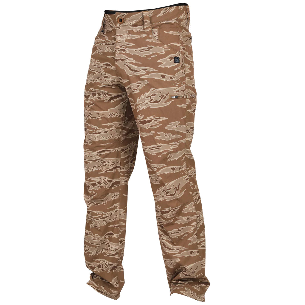 Neptune tactical pants silhouette in Desert Tiger Stripe brown pattern from Tactical Distributors