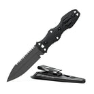 Dynamis Neptune IWB Kit flat lay showing knife, fitted IWB sheath, line cutter tool, and clear Neptune waterproof case. CPMS-110V blade with NEPT-X corrosion coating, designed for deep concealment and salt-resistant use. Made in USA.