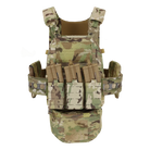 Fully kitted out Ferro Concepts FCPC Multicam Camouflage tactical vest with multiple pouches on a greyed out model