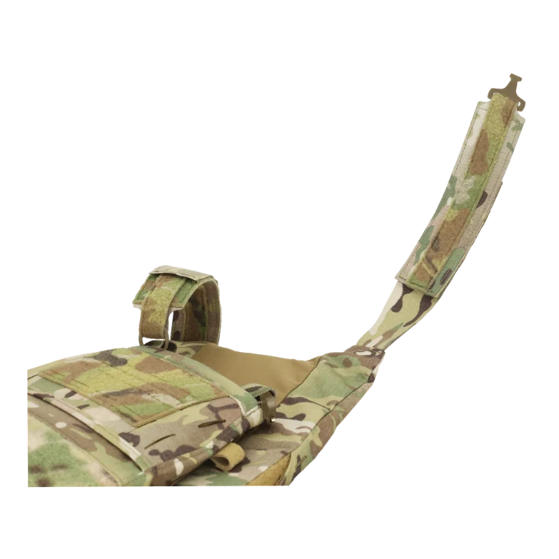 Multicam camouflage tactical plate carrier on a white background