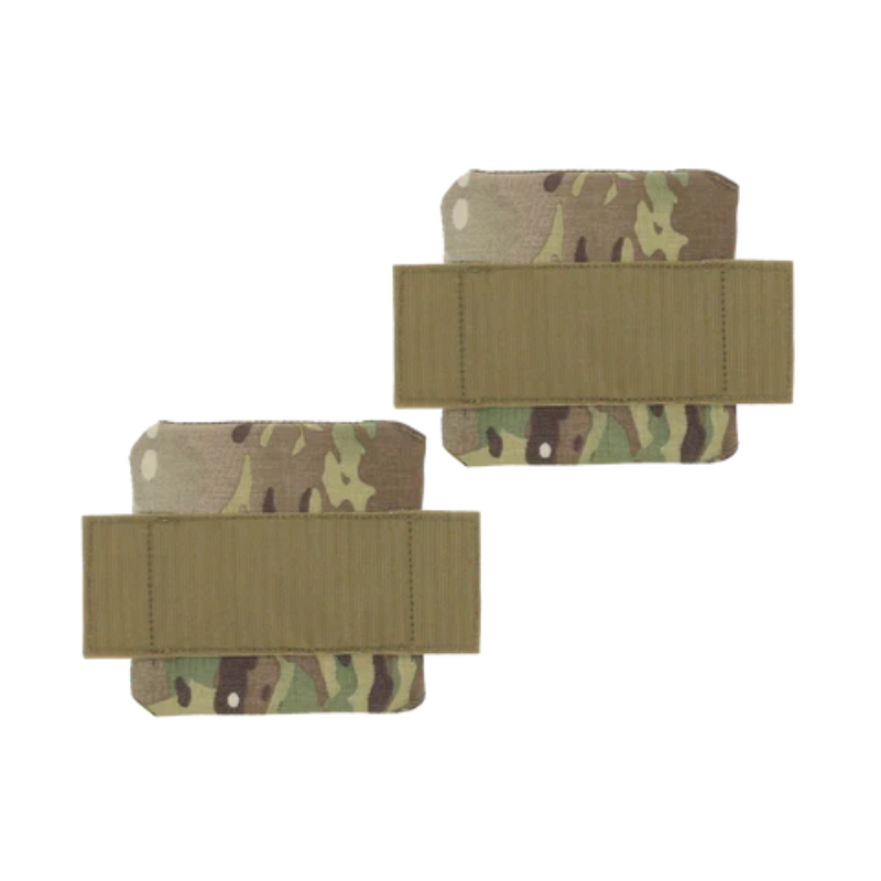 Rear view of Ferro Concepts 3AC Side Plate Pockets 6x6 in Multicam showing Velcro mounting interface and adjustable positioning