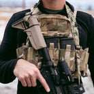 Operator wearing plate carrier equipped with Ferro Concepts ADAPT Admin Panel providing accessible storage for mission essential equipment
