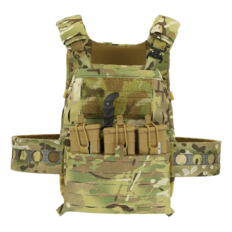 Ferro Concepts ADAPT Kangaroo Front Flap installed on a plate carrier, providing magazine storage and MOLLE attachment space in a low-profile configuration.