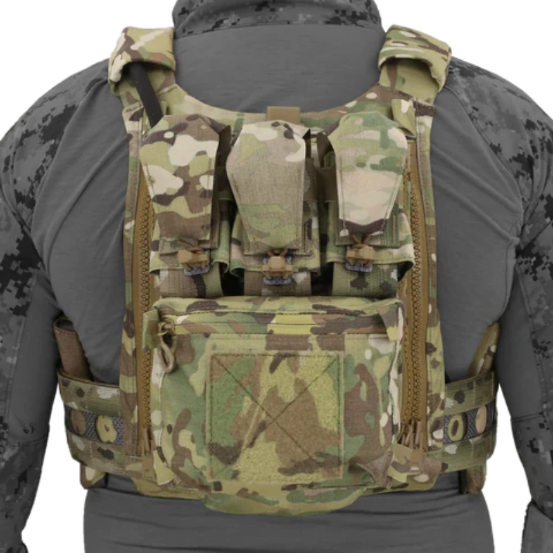 Rear view of plate carrier equipped with Ferro Concepts Back Panel Banger demonstrating expanded storage and modular loadout capability