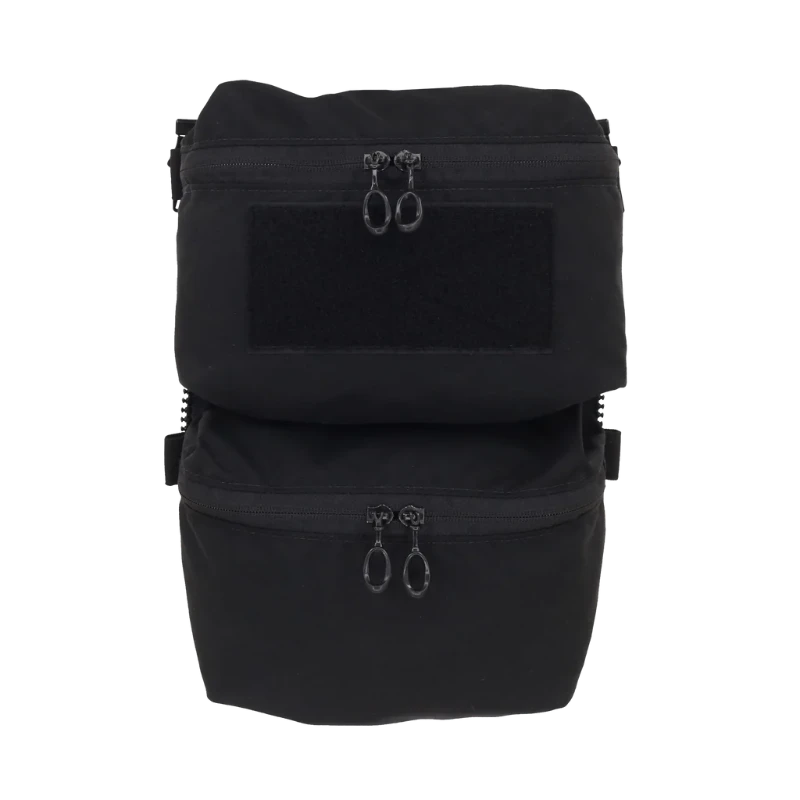 Ferro Concepts Back Panel Double Pouch Black modular plate carrier back panel with stacked general purpose storage compartments