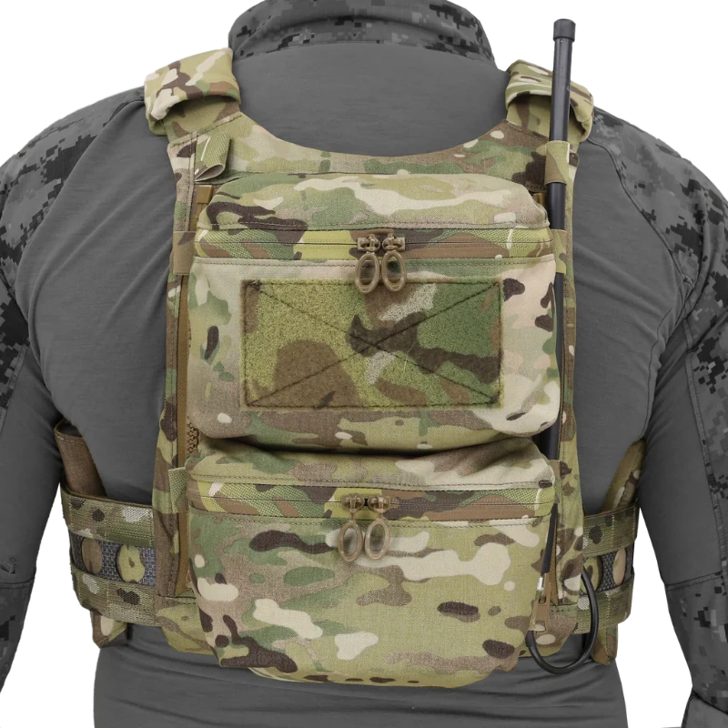 Ferro Concepts Back Panel Double Pouch mounted on rear of plate carrier providing expanded storage capacity without excessive bulk