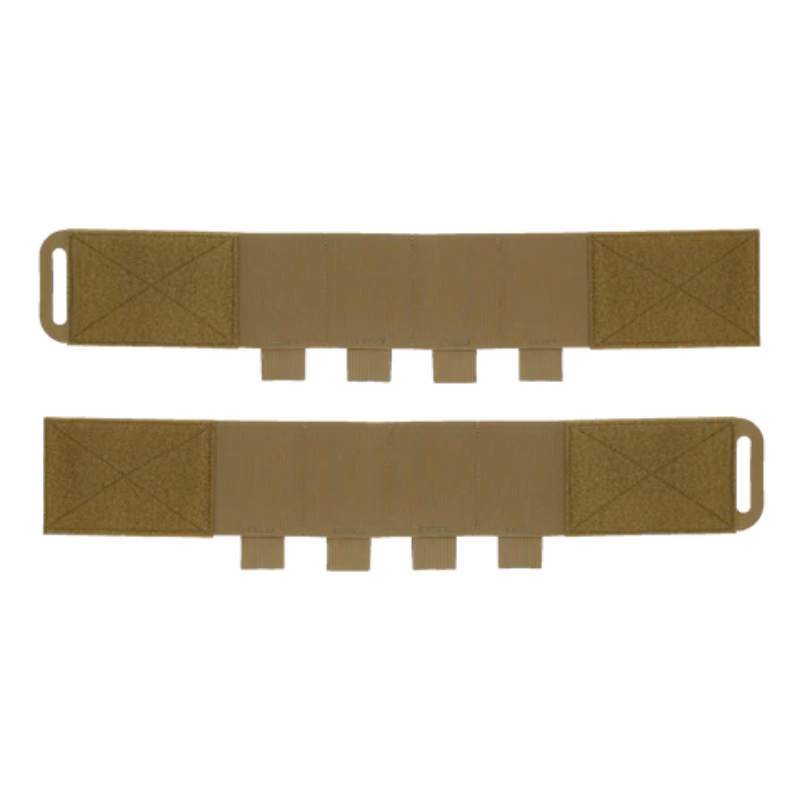Coyote Brown Ferro Concepts Carry Elastic Cummerbund designed to add flexible storage capacity to compatible plate carrier systems.