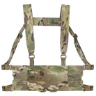 Ferro Concepts Chesty Rig Harness Wide in MultiCam, a USA-made modular chest rig harness with MOLLE webbing, laser-cut slots, and loop Velcro for ID patches. Compatible with Slickster and ADAPT platforms for tactical range and mission use.