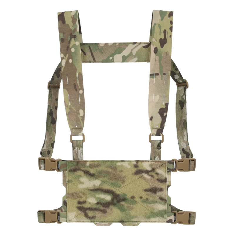 MultiCam Ferro Concepts Chesty Rig Mini Harness designed for modular load-bearing setups and compatibility with ADAPT front flaps.