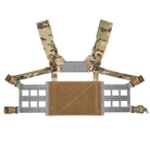 MultiCam Ferro Concepts Chesty Rig Wide V2 featuring rigid MOLLE wings, adjustable harness system, and modular pouch attachment capability.