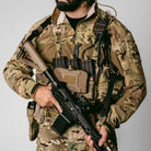 Operator wearing the Ferro Concepts Chesty Rig Wide V2 configured with tactical gear for field use and rapid equipment access.
