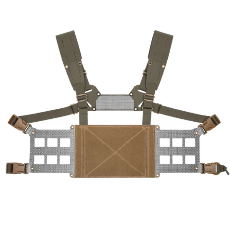 Ranger Green Ferro Concepts Chesty Rig Wide V2 designed for scalable tactical loadouts with increased carry capacity and ADAPT compatibility.