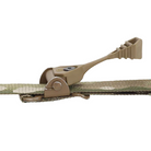 Close-up of the Ferro Concepts Pull Tab Kit mounted to sling webbing, showing the textured grip surface and attachment hardware.