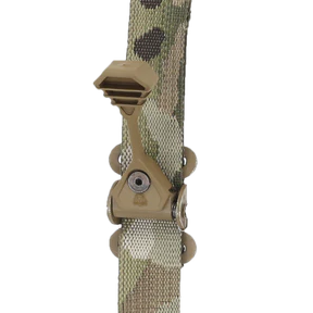 Side view of the Ferro Concepts Pull Tab Kit showing the flexible rubber construction and secure mounting system on a tactical sling.