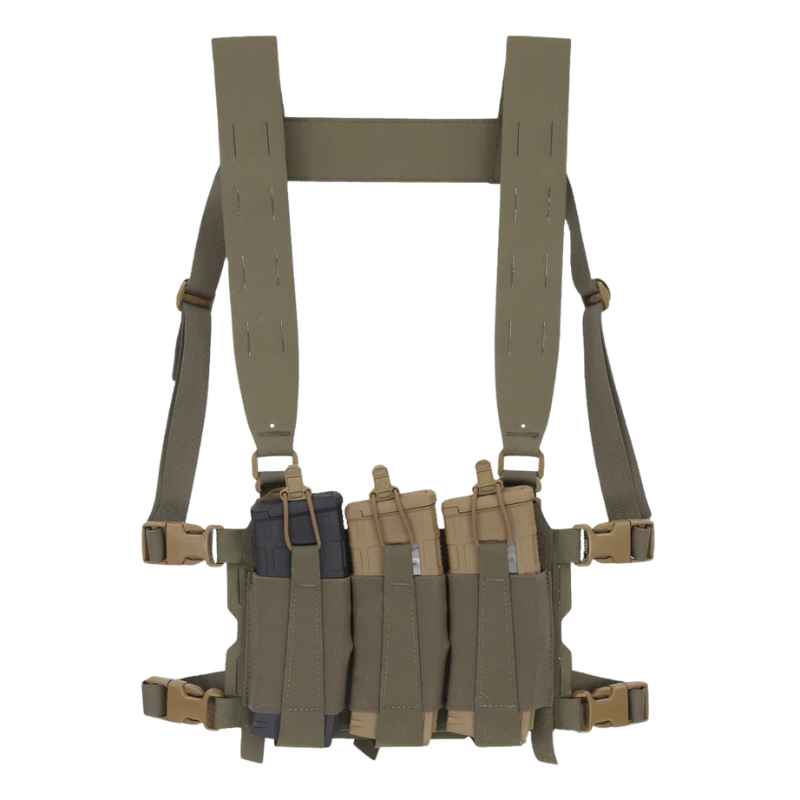 Ferro Concepts TEAR Front Flap installed on Ferro Concepts chest rig showing lightweight three magazine loadout configuration