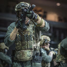 Operator wearing Ferro Concepts The Dangler during tactical training showing accessible front mounted storage