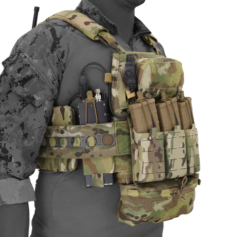 Operator wearing plate carrier equipped with Ferro Concepts Wingman V2 under cummerbund pouch system carrying essential gear without adding external bulk