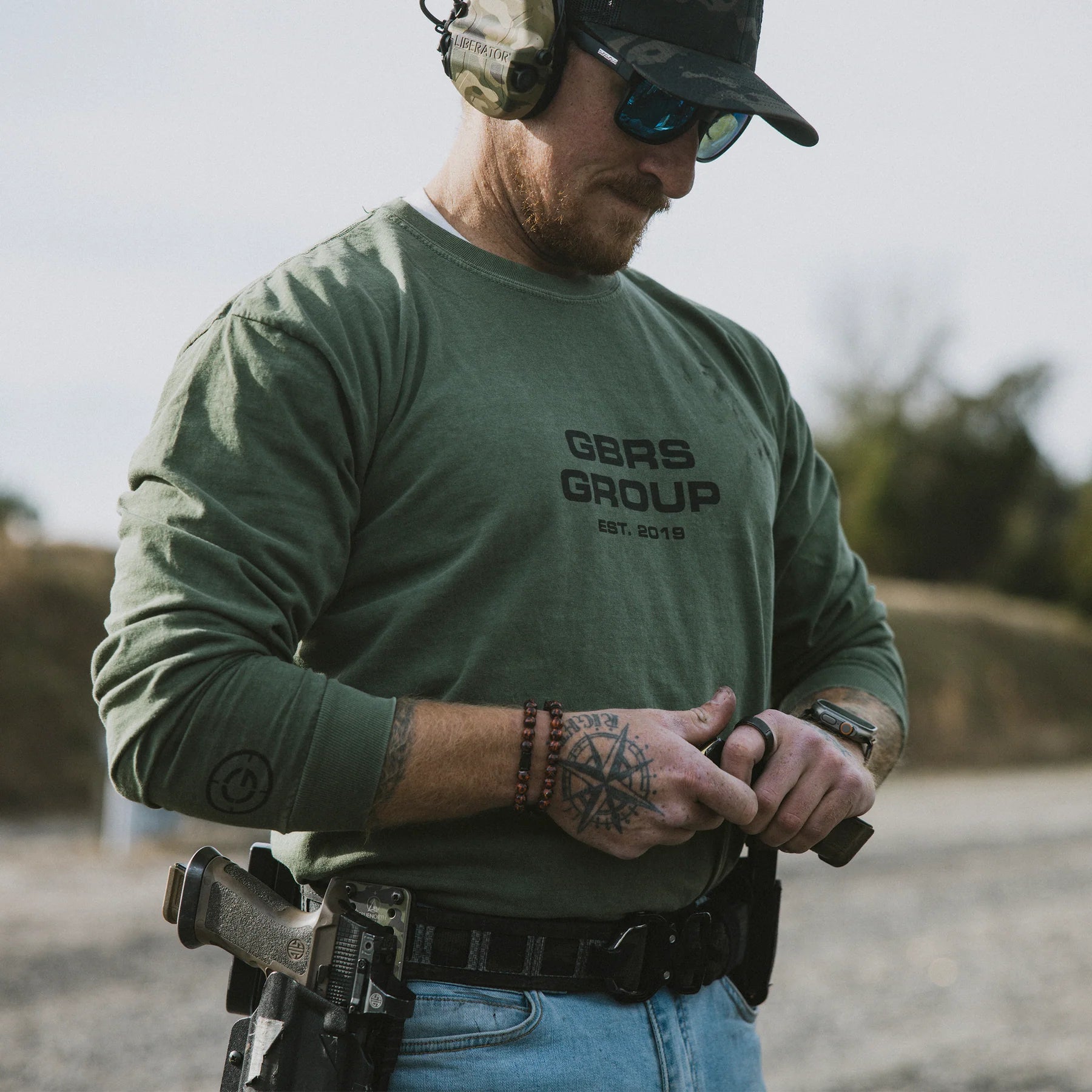 GBRS Group garment dyed long sleeve tactical tee made from soft ring spun cotton for range and everyday wear