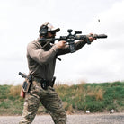 GBRS Group HYDRA V2 2.91 inch elevated optic mount installed on tactical rifle during live fire training, tall red dot mount improving heads up shooting posture, faster target acquisition, and night vision compatible duty rifle performance made in the USA