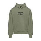 GBRS Group heavyweight tactical hoodie with oversized fit and full back logo graphic in olive green