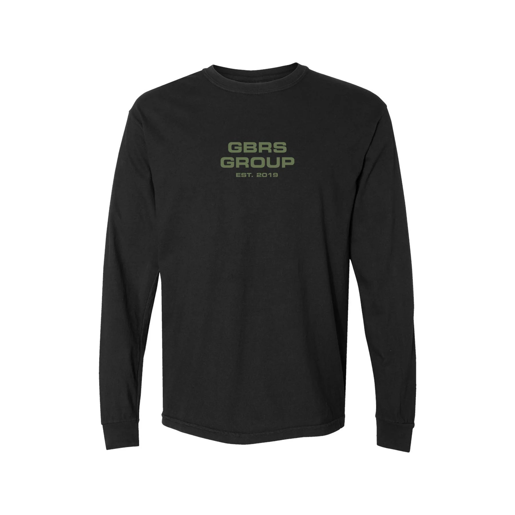 GBRS Group Instructor Long Sleeve tactical shirt in black with OD green logo graphics and relaxed fit