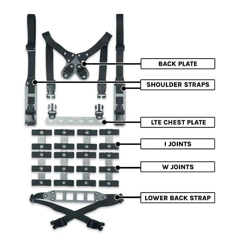 GBRS Group Modular Chest Rig Black configured showing customizable lightweight load bearing system