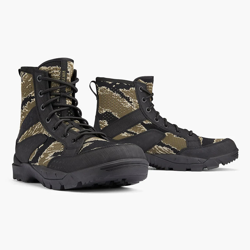 Combat boots in Tiger Green camouflage color from the Viktos Johnny Combat Jungle line