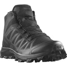 3/4 front view of Salomon SPEED ASSAULT 2 tactical boots in black, built for speed and agility in hot, wet environments. Features Quicklace® system, breathable textile upper, and high-traction rubber outsole for military, patrol, and training missions.