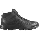 Side view of Salomon SPEED ASSAULT 2 tactical boots in black, ultra-lightweight and built for mobility in hot and wet environments. Features Quicklace® system, breathable textile upper, and aggressive traction outsole for military, patrol, and training missions.
