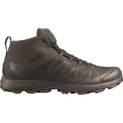 Salomon SPEED ASSAULT 2 tactical boots in Earth Brown, built for speed and agility in hot, wet conditions. Lightweight, quick-drying tactical footwear with Quicklace® system, breathable textile upper, and aggressive rubber outsole for all-terrain grip.