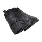 Three quarter bottom view of LOWA ZICON GTX LO tactical duty shoe showing heel and slip resistant LOWA COVERT outsole, waterproof GORE TEX metal free ESD compliant police footwear built for law enforcement patrol and tactical operations